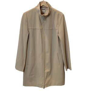 Vintage Hilary Radley Beige Raincoat High Collar Trench Car Coat size 8